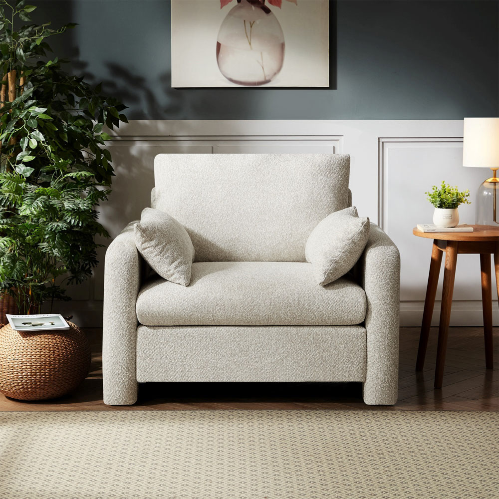 Artemis Home Shorewood Beige Textured Fabric Armchair Image 3