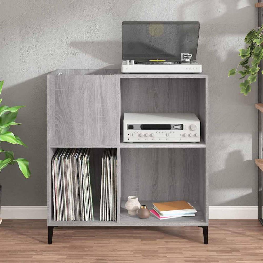 vidaXL 3 Shelf Grey Sonoma Record Cabinet Image 8