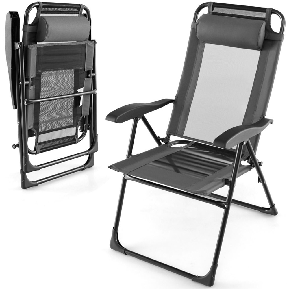 Costway Set of 2 Grey Garden Folding Chair Image 3