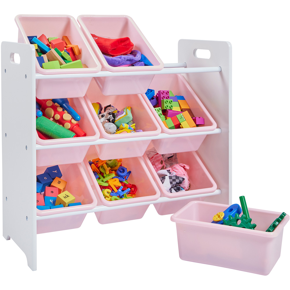 Liberty House Toys Kids 9 Bin White and Pink Storage Unit Image 3