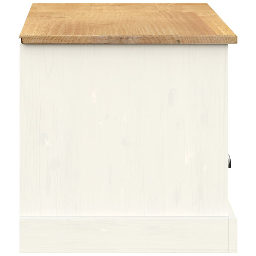 vidaXL Single Door 2 Drawer Single Shelf White Solid Pine Wood TV Cabinet Image 6