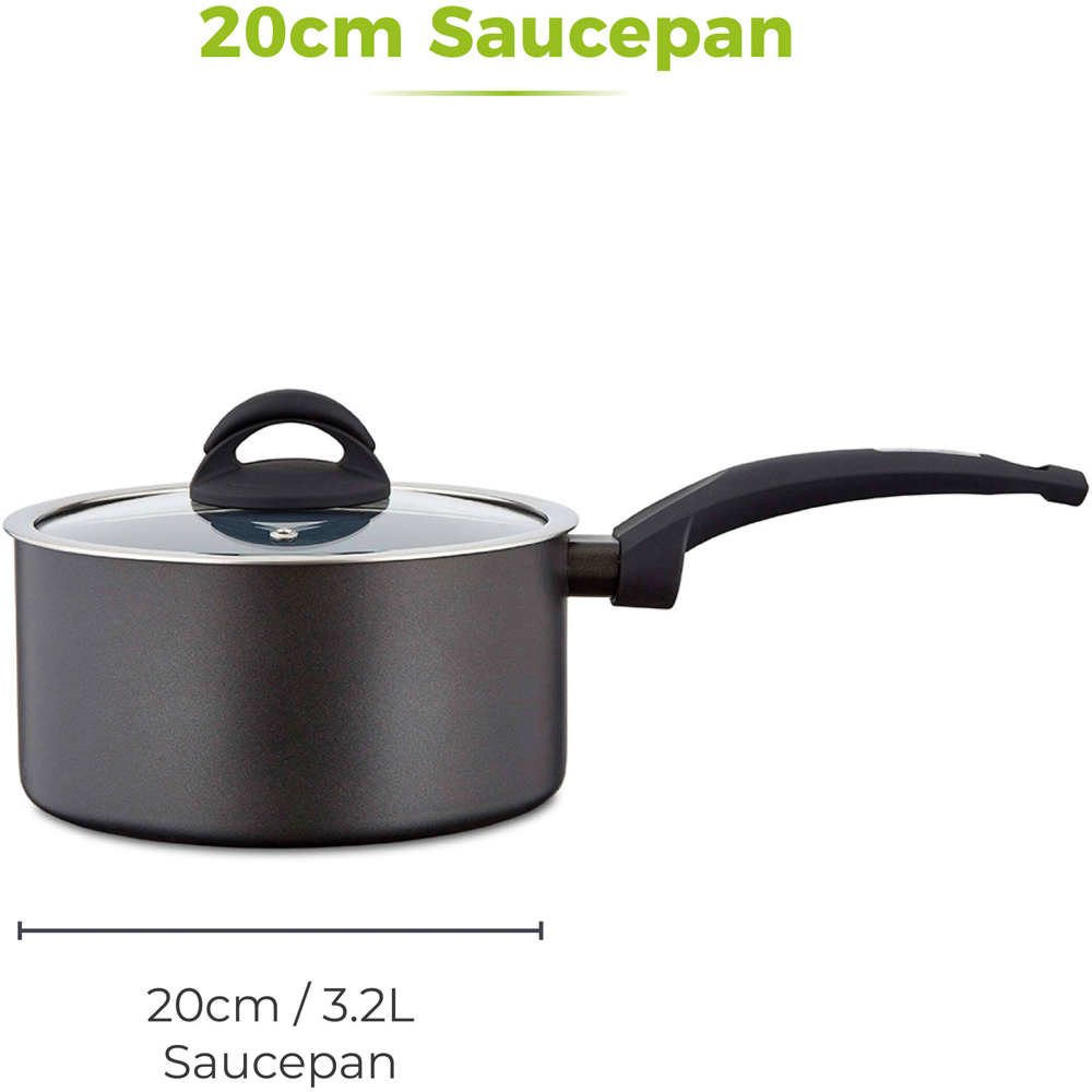 Tower Cerasure 20cm Black Aluminium Non-Stick Saucepan with Glass Lid Image 9
