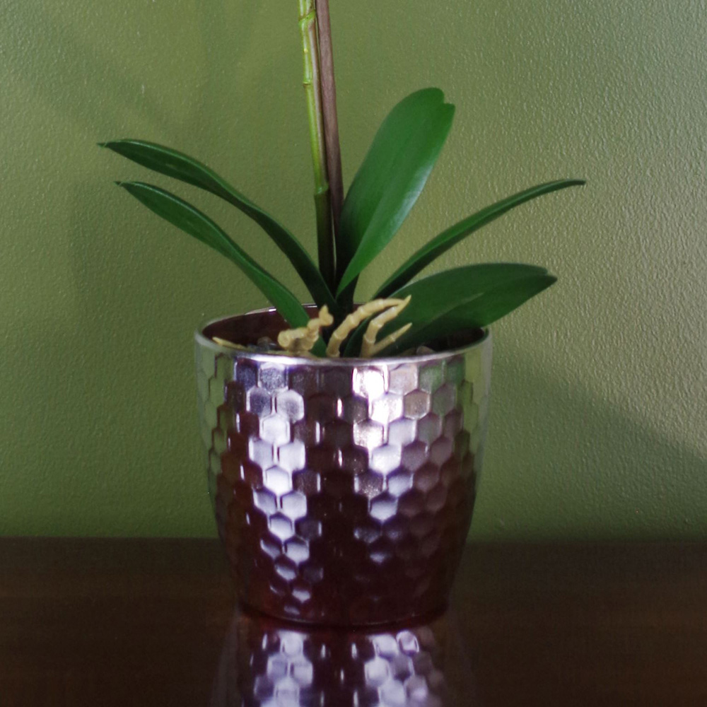Leaf Dark Pink and Silver Phalaenopsis Orchid Artificial Plant 50cm Image 4