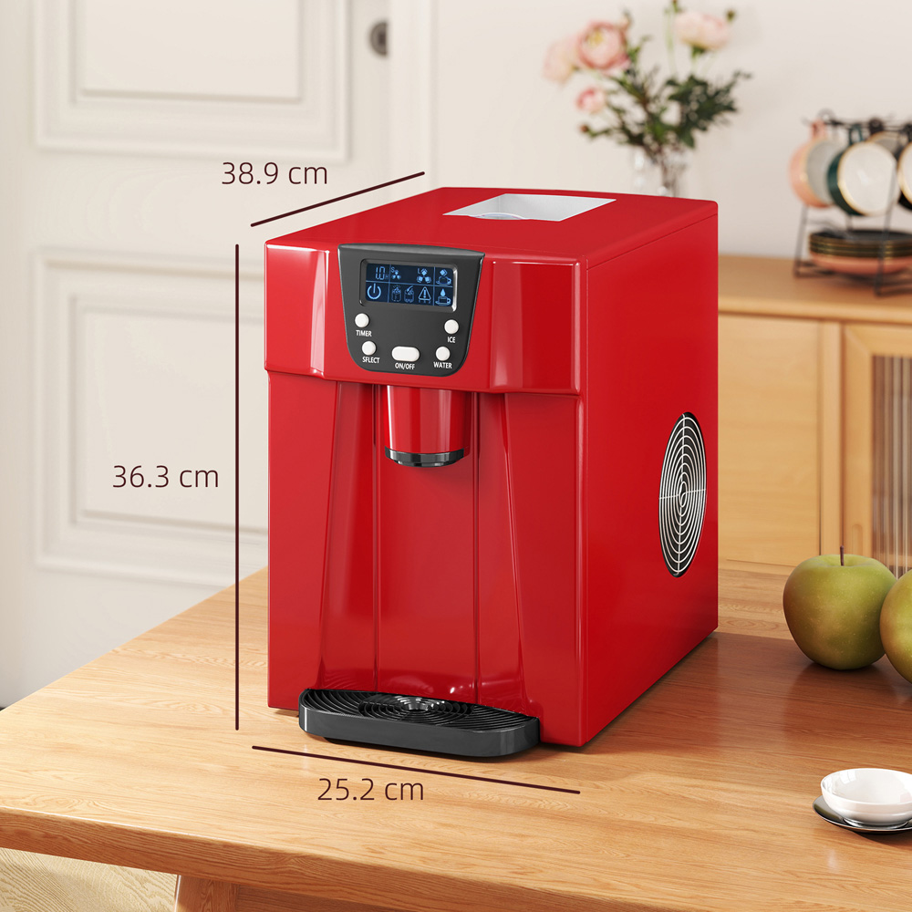HOMCOM 800-141V70RD Red Ice Maker Machine and Water Dispenser 3L Image 9