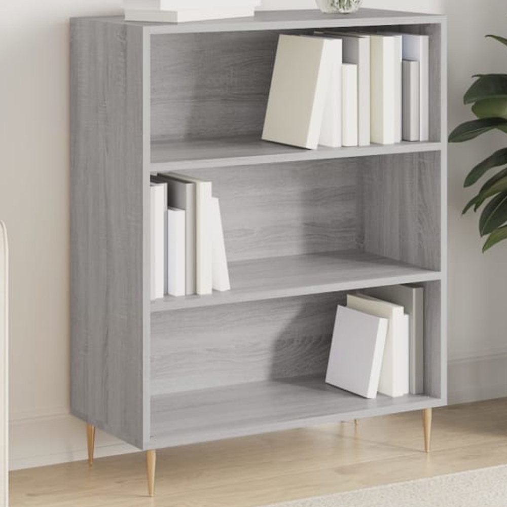 vidaXL 3 Shelf Grey Sonoma Bookcase Image 1