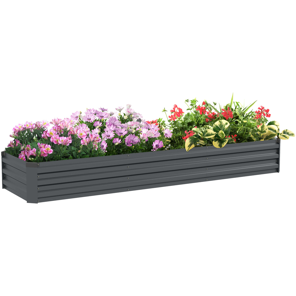 Outsunny Grey Galvanised Raised Bed Planter Box 240 x 60cm Image 1