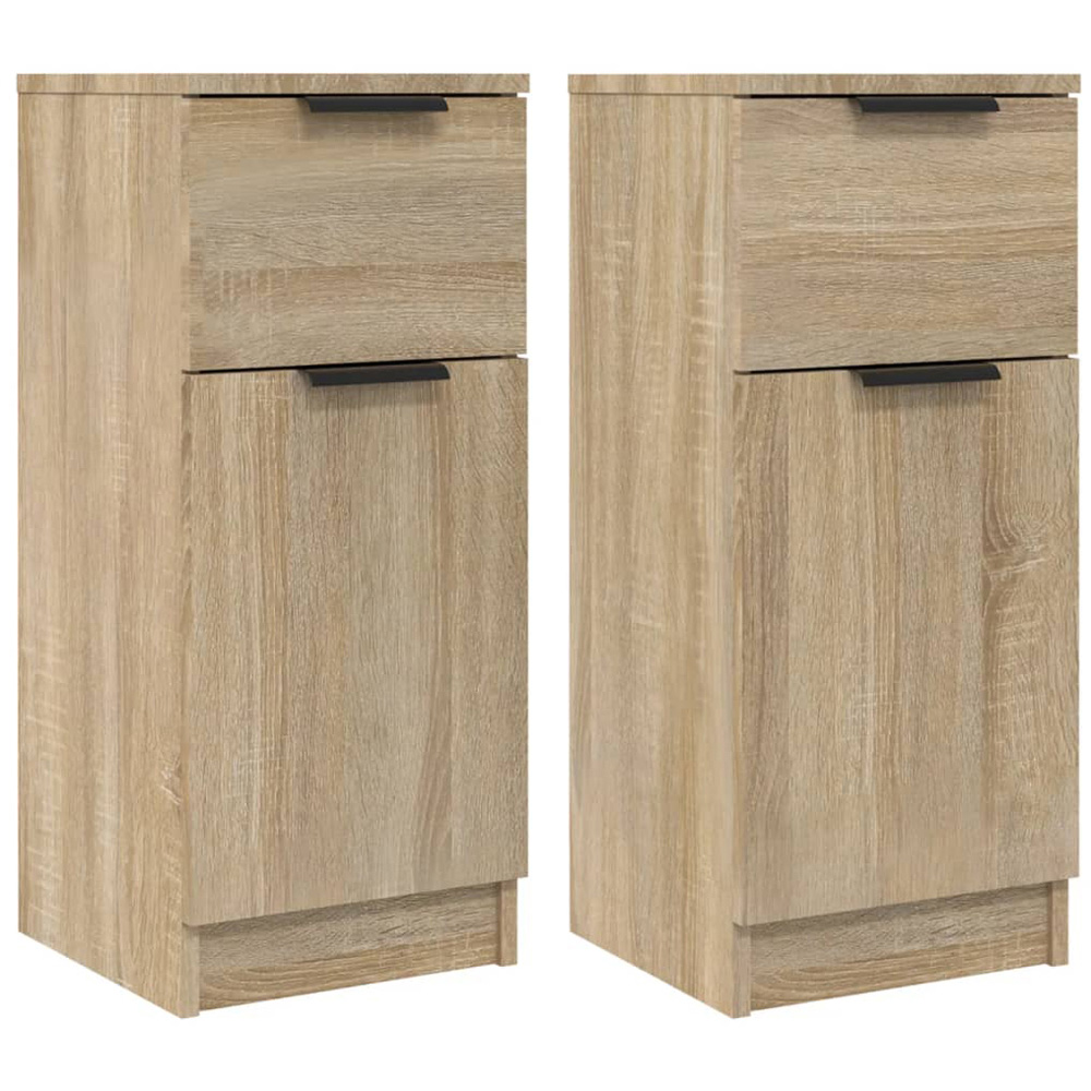 vidaXL Single Door Single Drawer Sonoma Oak Sideboard Set of 2 Image 2