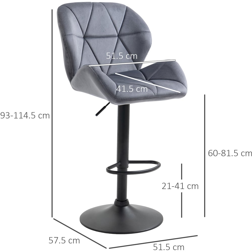 Portland Dark Grey Diamond-Tufted Adjustable Bar Stool Set of 2 Image 7