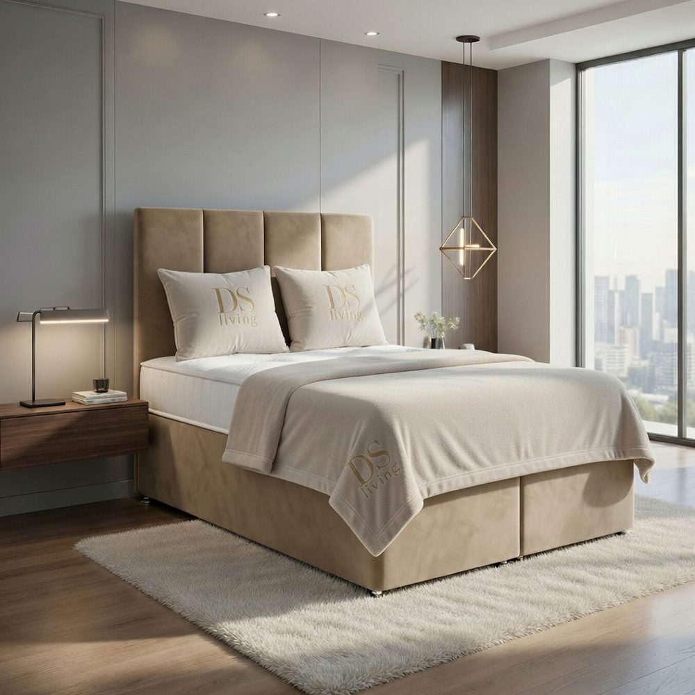 DS Living Harmony Single Coffee Plush Velvet Ottoman Bed Image 6