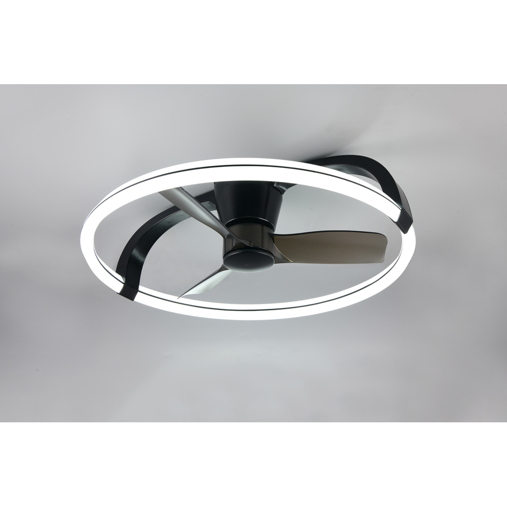 TRIO Stockholm Matt Black Round LED Ceiling Light with Fan Image 3