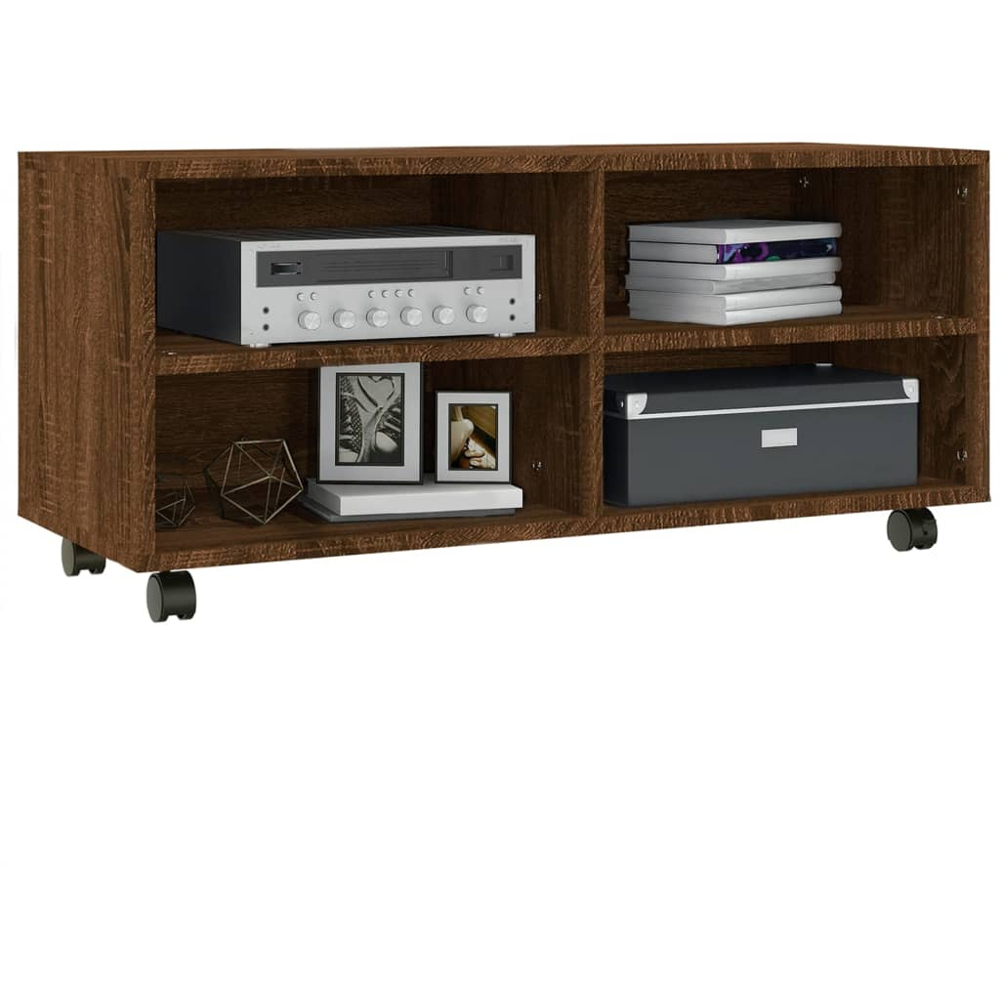 vidaXL 4 Shelf Brown Oak Mobile TV Cabinet Image 3