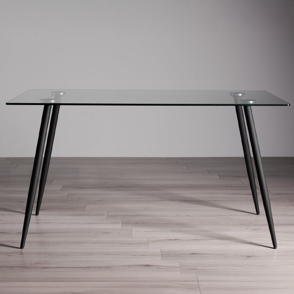 Bentley Designs Martini 6 Seater Clear Tempered Glass Dining Table Image 1