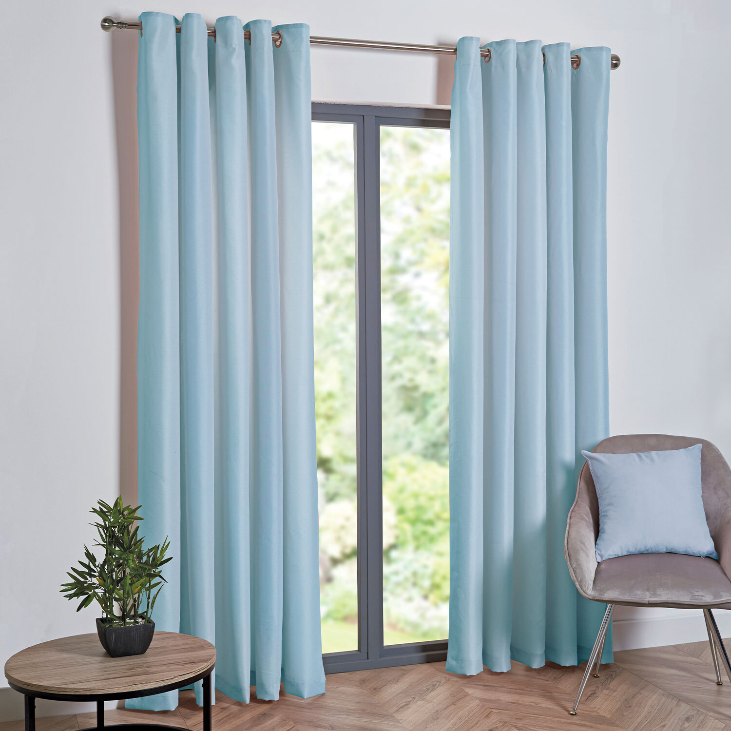 My Home Taylor Duck Egg Eyelet Curtains 229 x 229cm Image 1