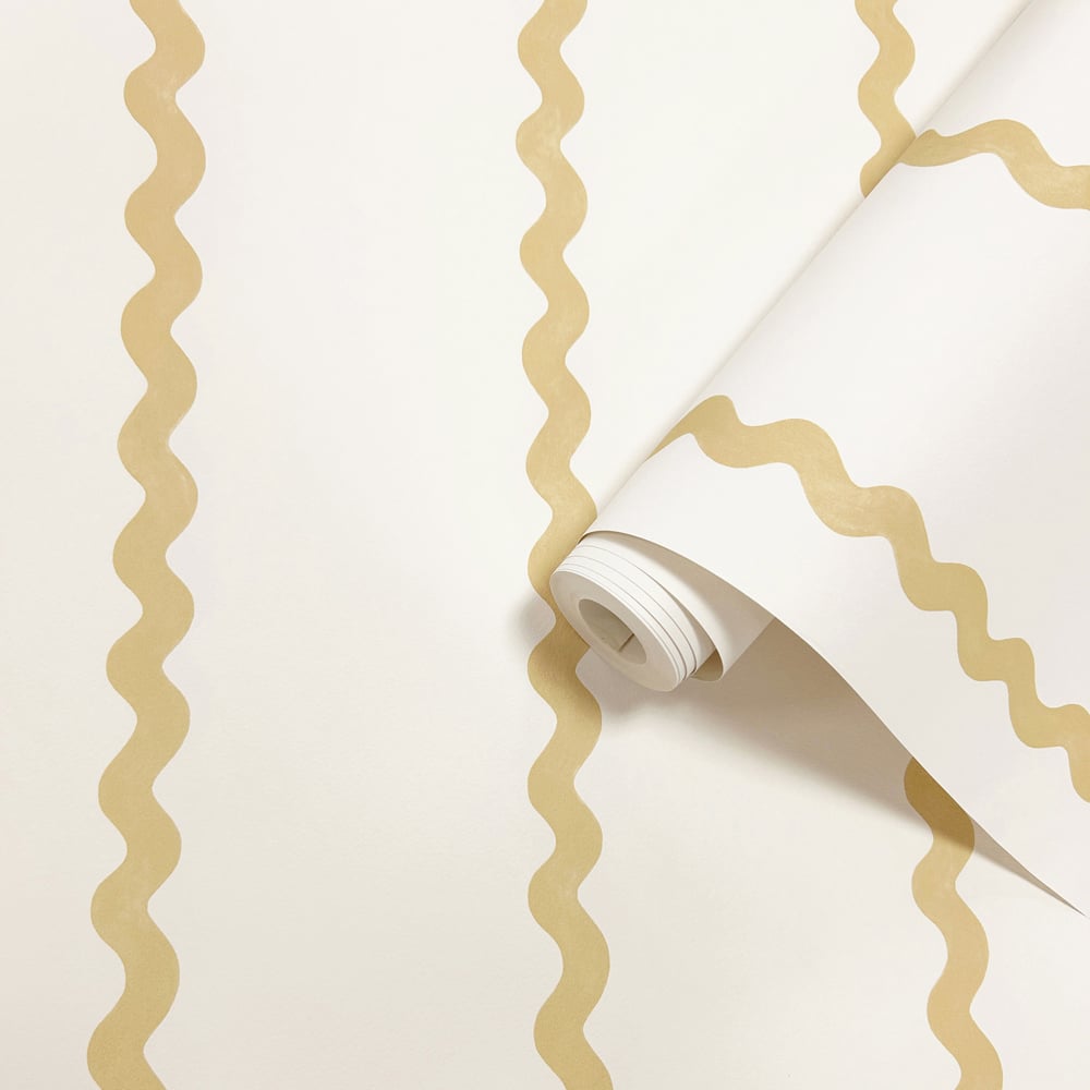 Holden Decor Do The Wiggle Ochre Stripe Wallpaper Image 2