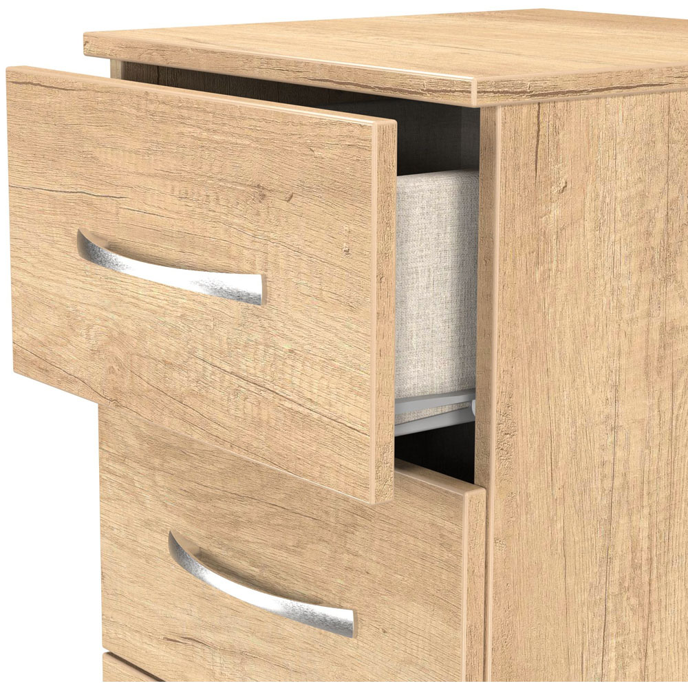 Crowndale Avon 5 Drawer Nebraska Oak Tall Bedside Cabinet Ready Assembled Image 6