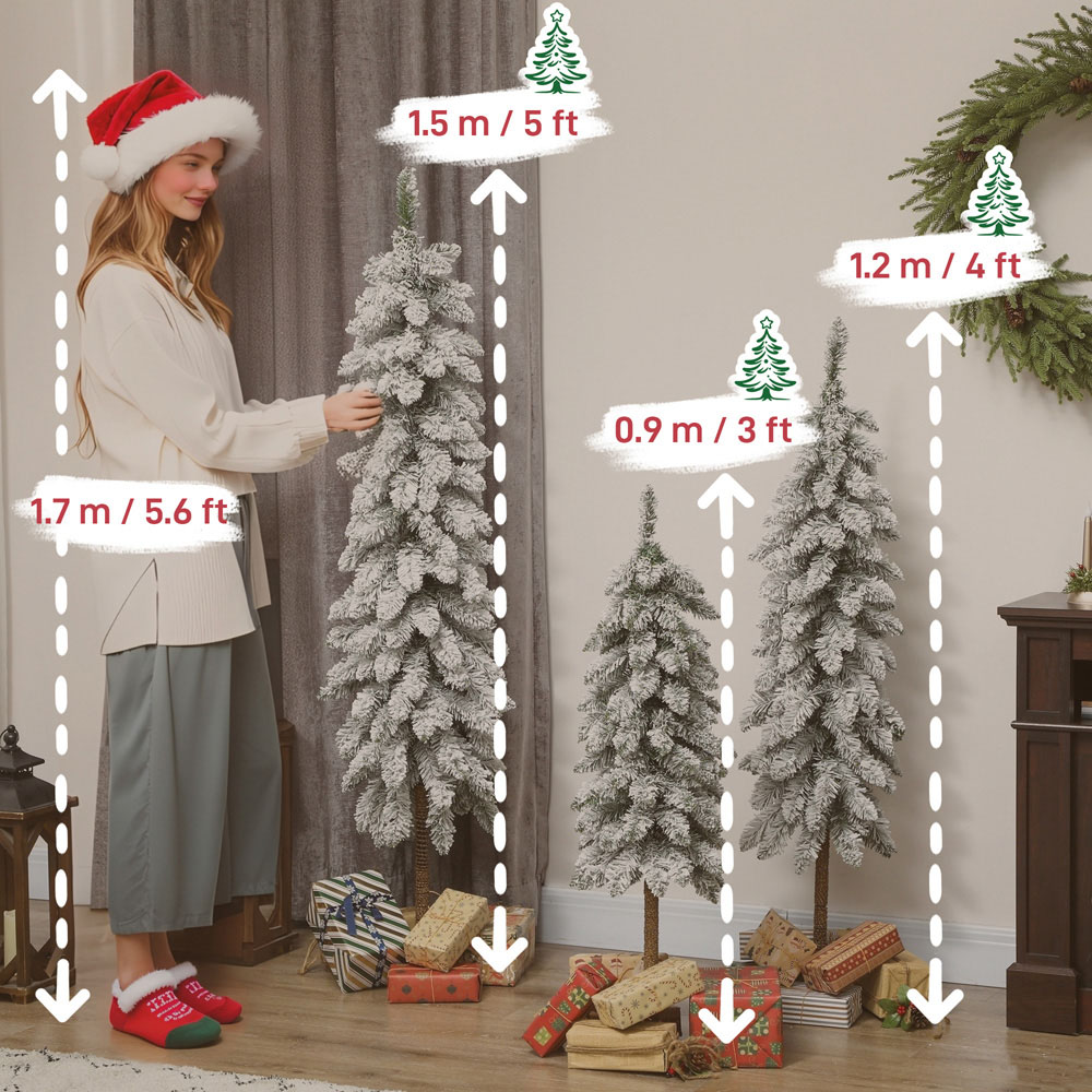 Everglow Pencil Down swept Flocked Artificial Christmas Tree Set of 3 Image 9