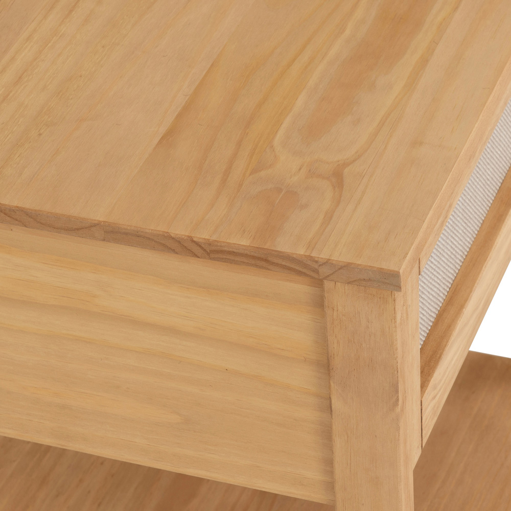 Seconique Corona Distressed Wax Pine and Rattan Effect Side Table Image 6