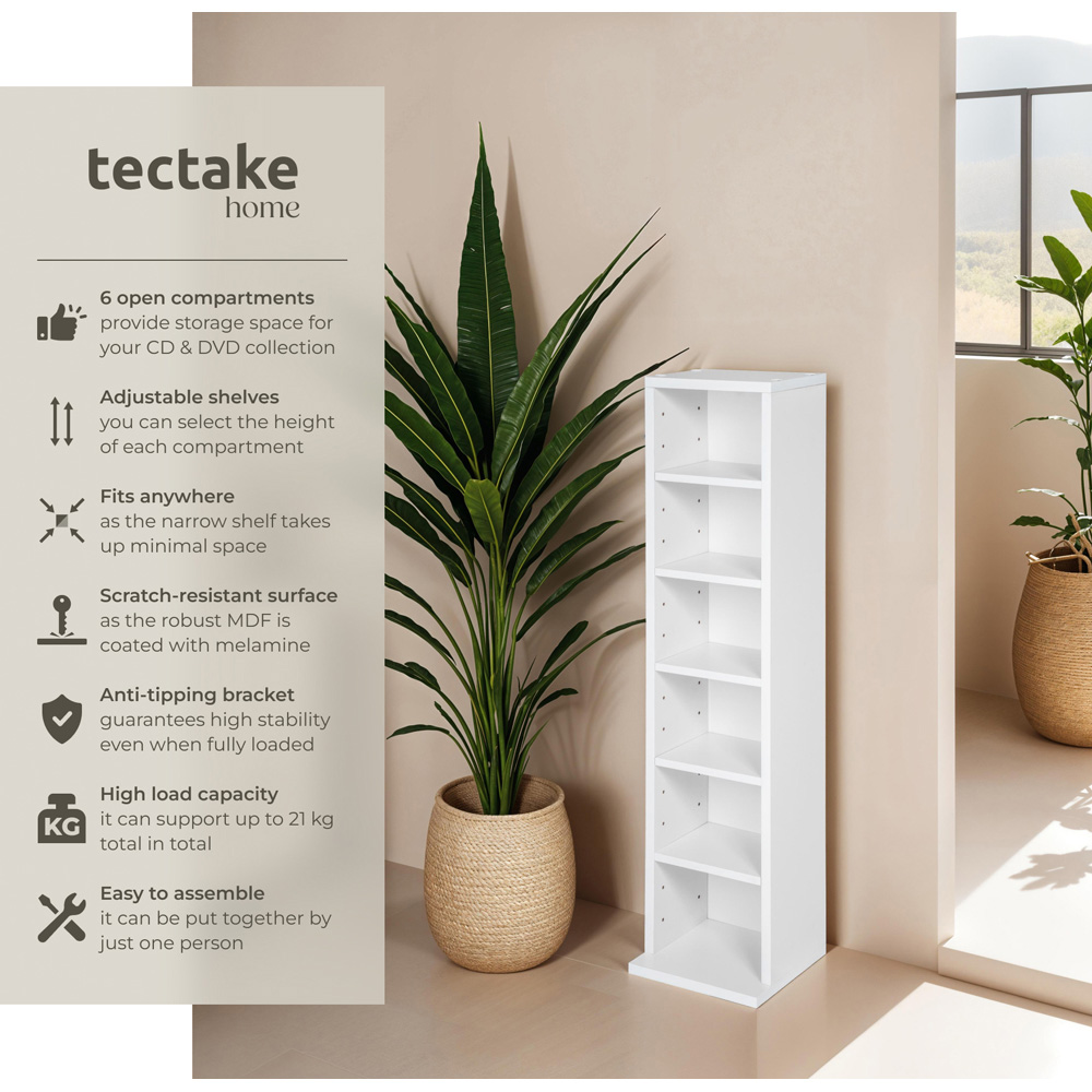 tectake Juliane 6 Shelf White CD Shelf Image 5
