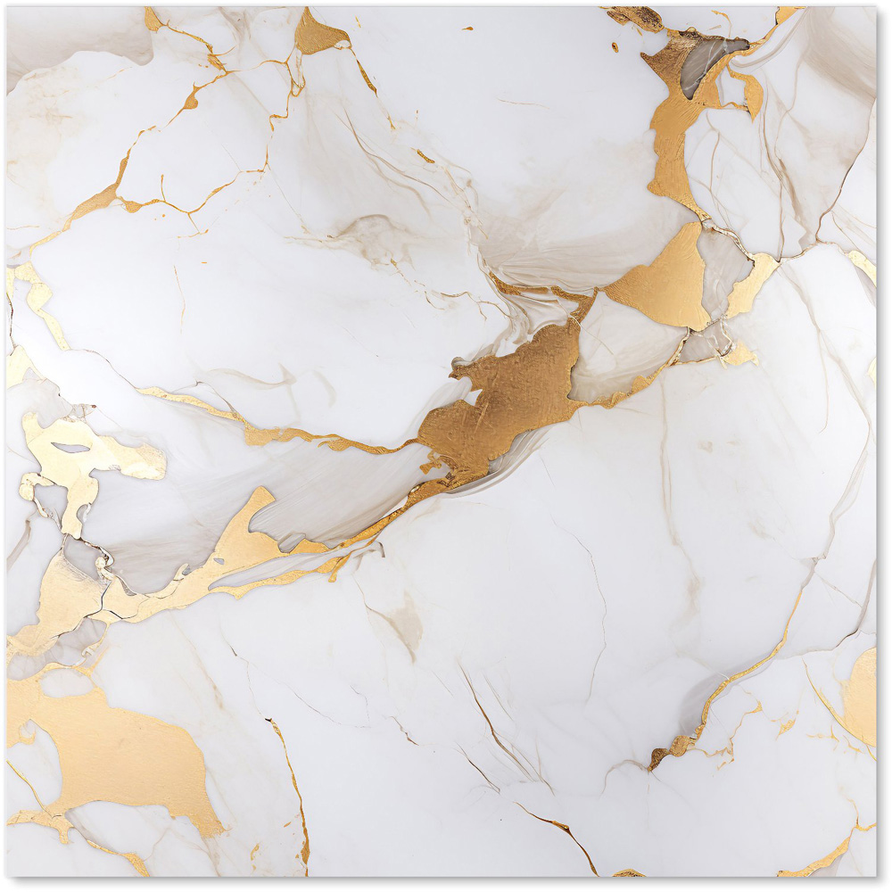 Warren Reed Designer White Marble with Gold Glass Kitchen Splashback 60 x 60cm Image 2