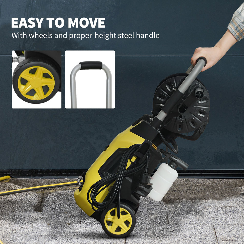 Outsunny 1800W Yellow Pressure Power Washer with 6m Hose and Hose Reel 150Bar Image 2
