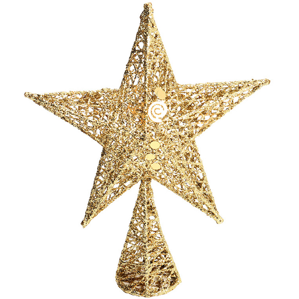 Living and Home Gold Star Wrought Iron Christmas Tree Topper 35cm Image 1