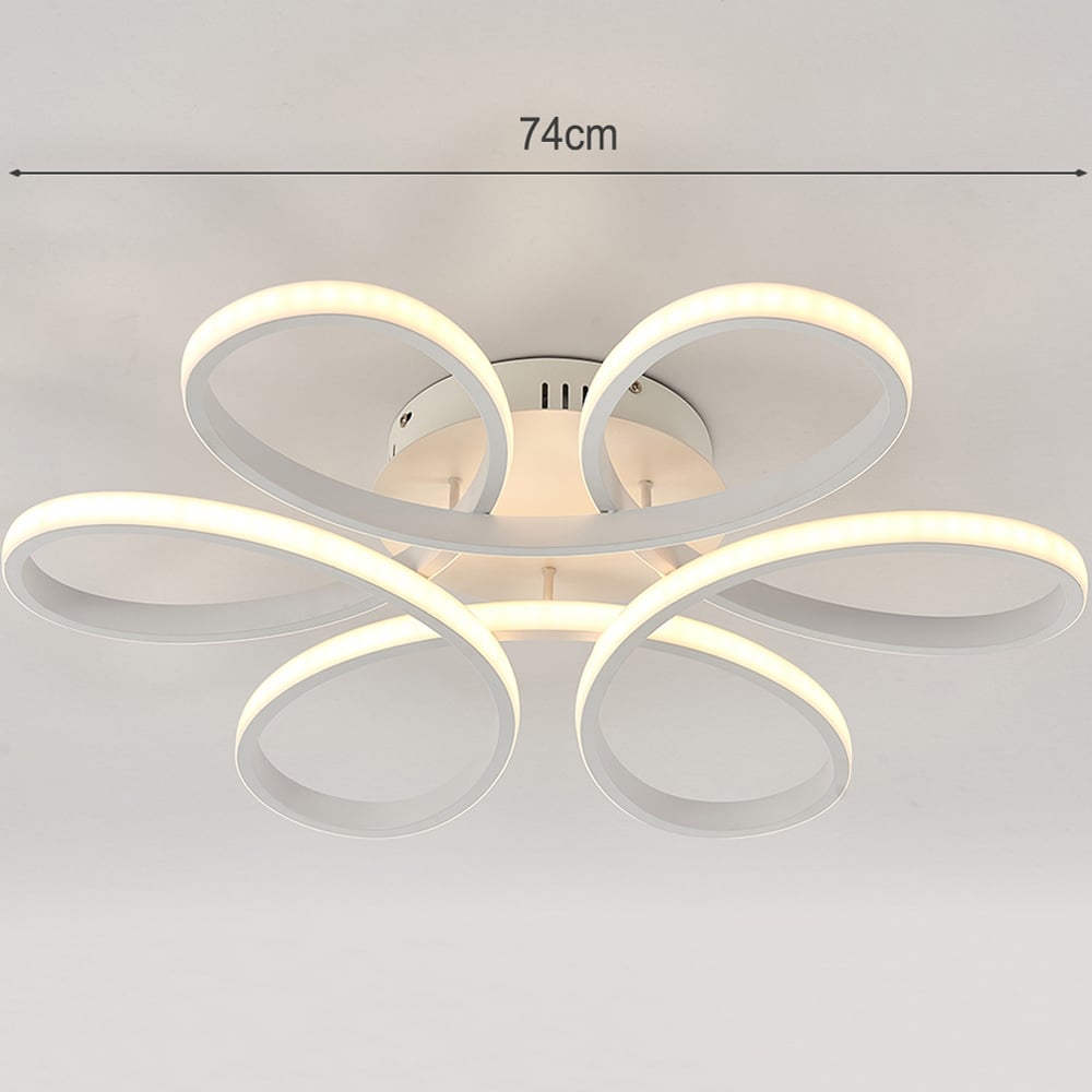 Living and Home 29 inch White 6 Light Petal Shaped LED Ceiling Light with Remote Image 9