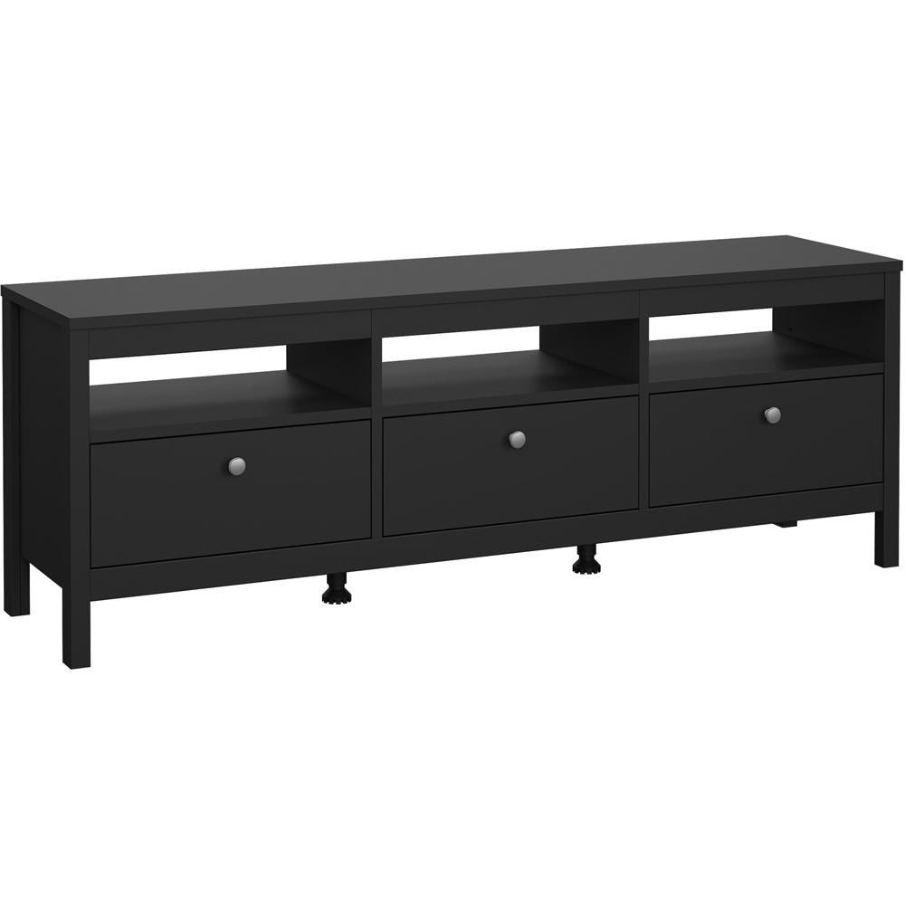 Florence Madrid 3 Drawer Matt Black TV Unit Image 2