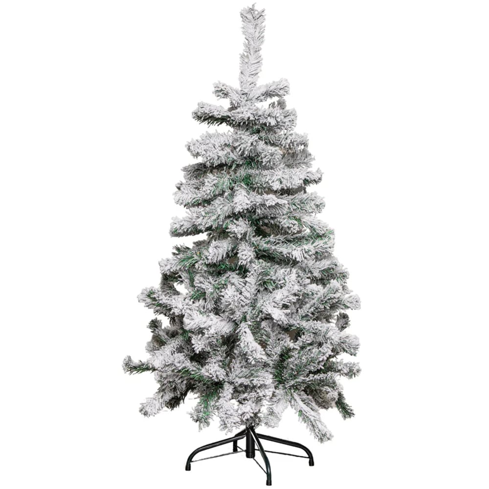 Samuel Alexander Snow Flocked Artificial Christmas Tree with Green Metal Stand 4ft Image 1