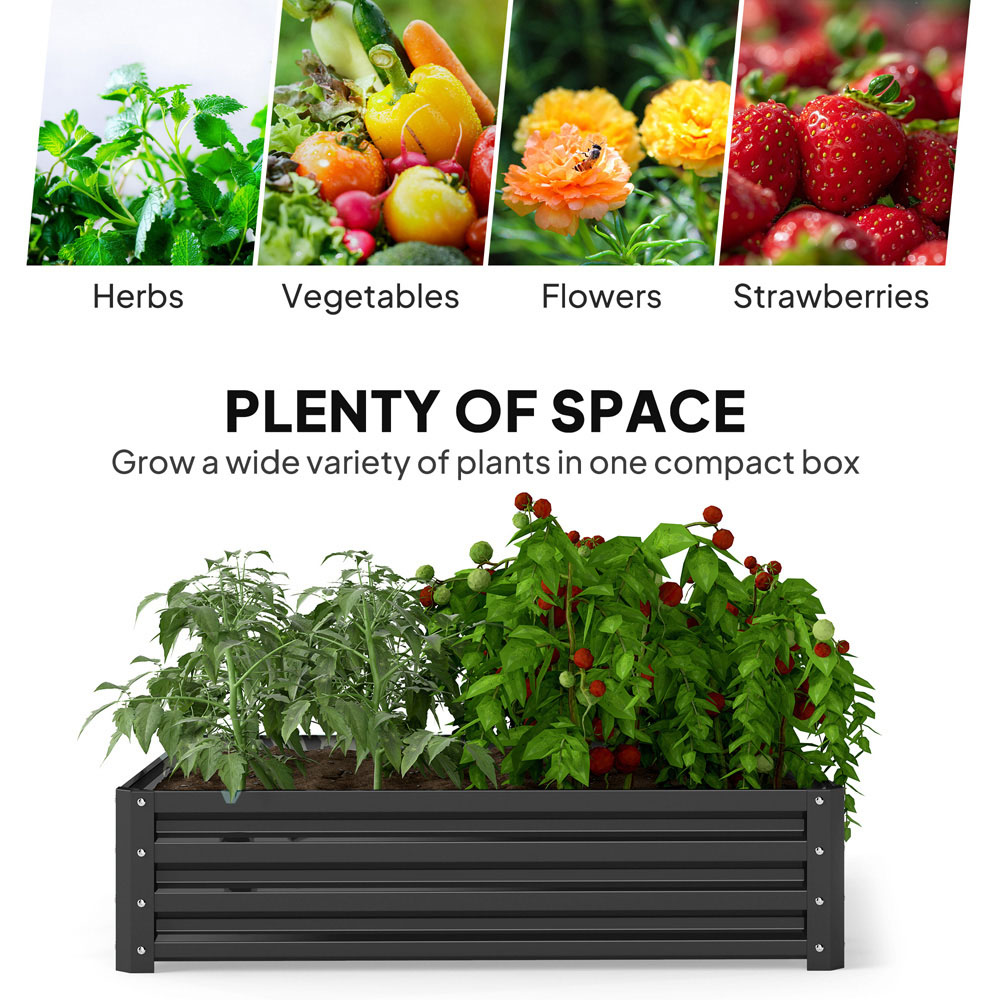 Outsunny Grey Galvanised Steel Square Raised Garden Bed Planter 30 x 120 x 120cm Image 4