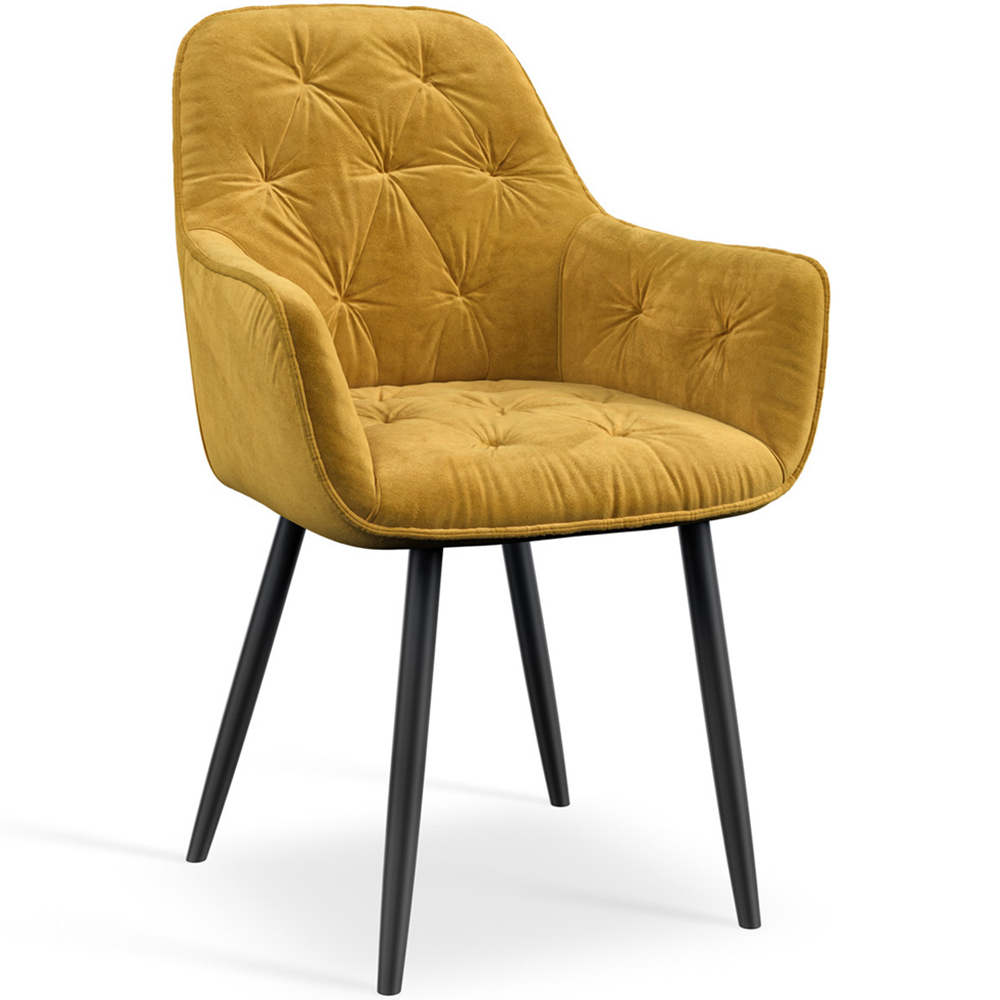 Furniture Online Anika Set Of 2 Mustard Velvet Padded Seat Dining Chair Image 2