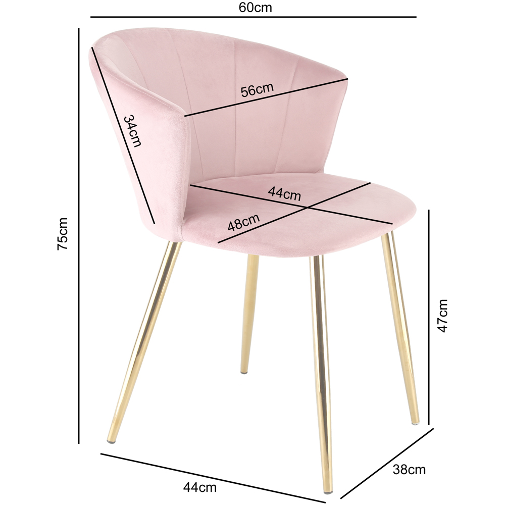 Home Garden Direct Mill Set of 2 Pink Velvet Dining Chairs with Golden Legs Image 9
