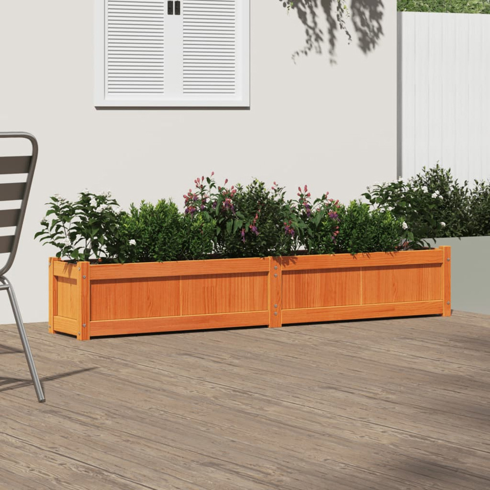 vidaXL Brown Solid Pine Wood Garden Planter 180 x 31 x 31cm Image 2