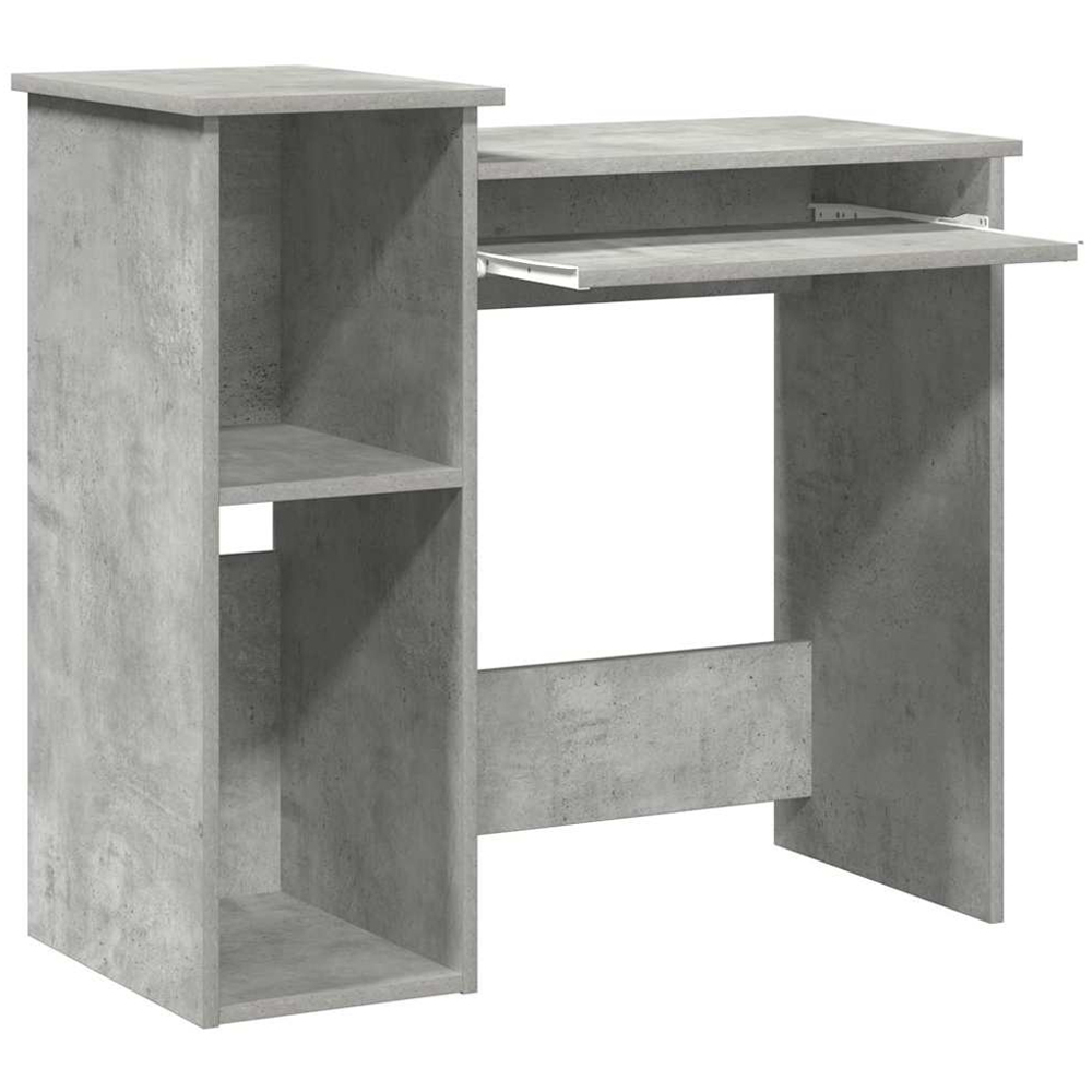 vidaXL 3 Shelf Computer Desk with Keyboard Tray Grey Sonoma Image 3