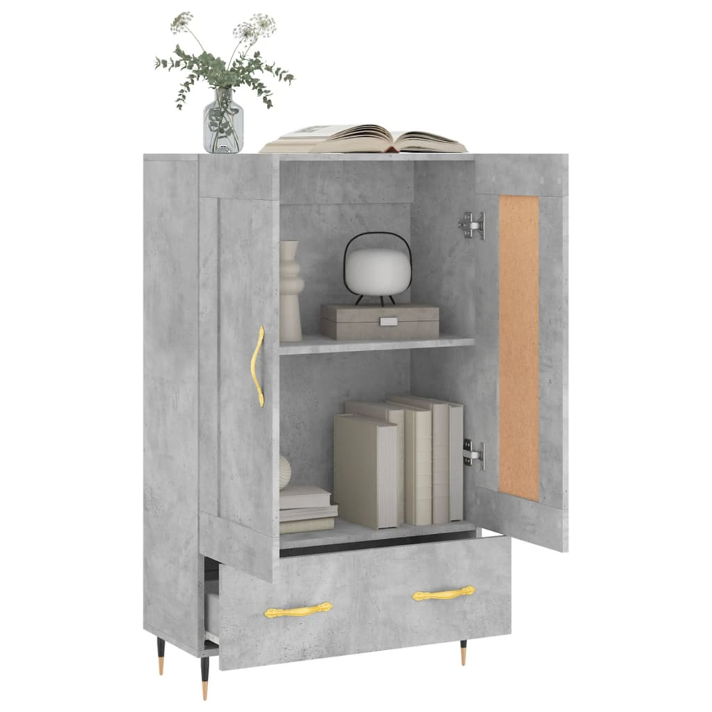 vidaXL 2 Door Single Drawer Concrete Grey Highboard Image 4