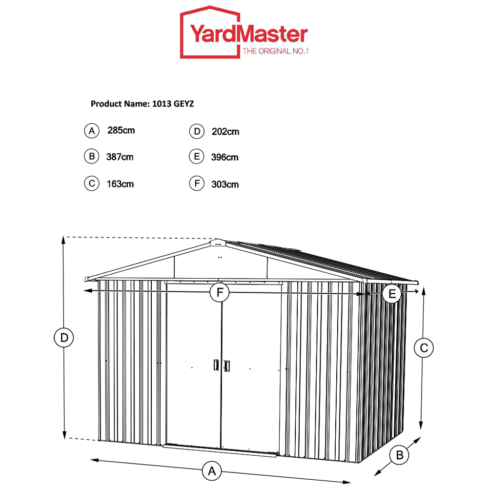Yardmaster 10 x 13ft Emerald Green Apex Metal Storage Shed Image 8