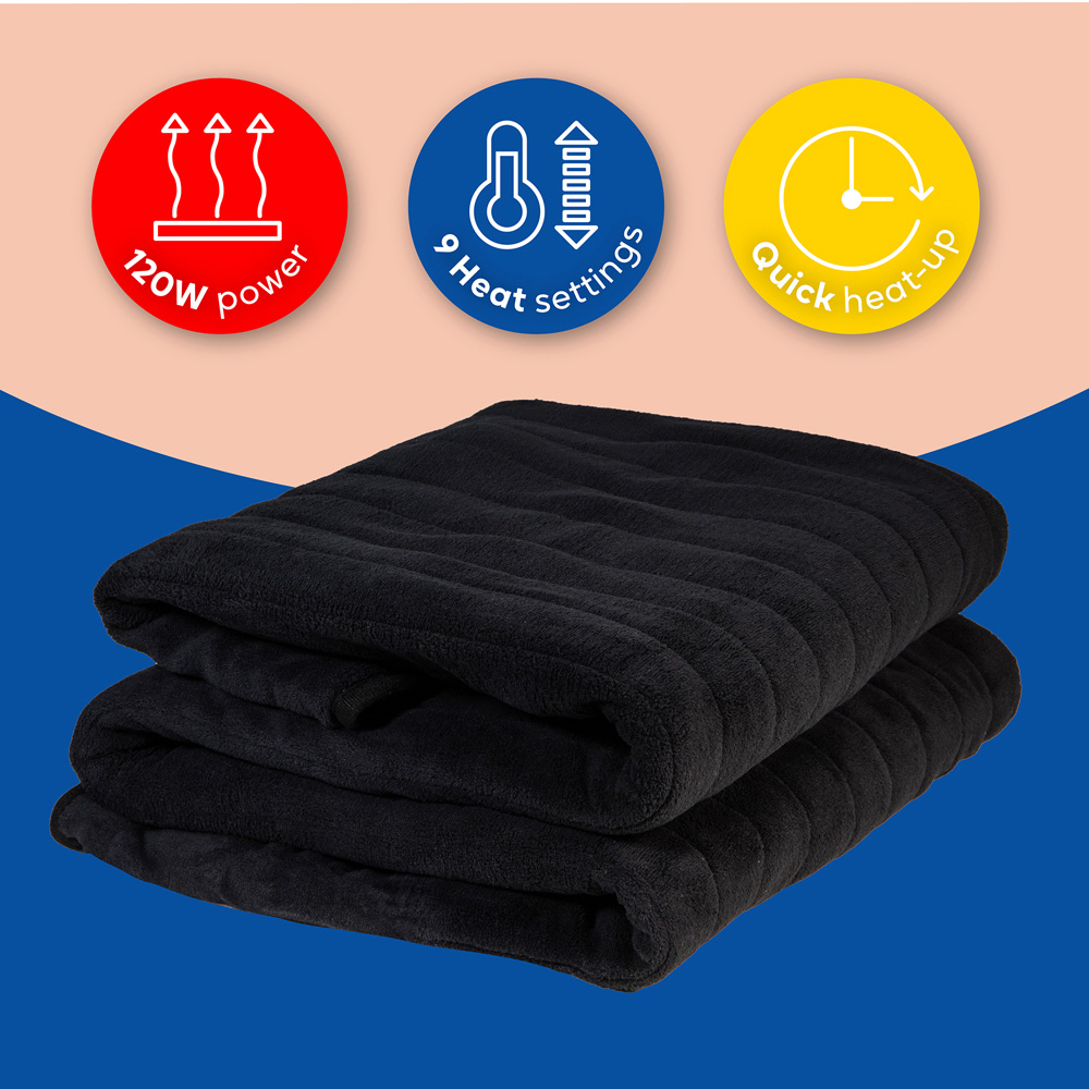 Russell Hobbs Black Microfleece Heated Throw with Controller 130 x 180cm Image 7