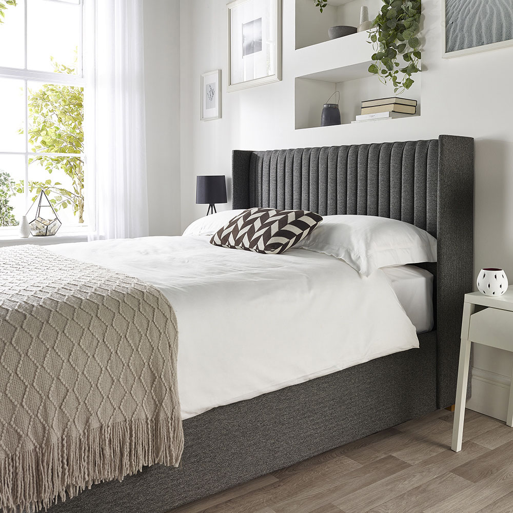 Catherine Lansfield Soho Single Charcoal Twill Ottoman Wing Bed Image 5