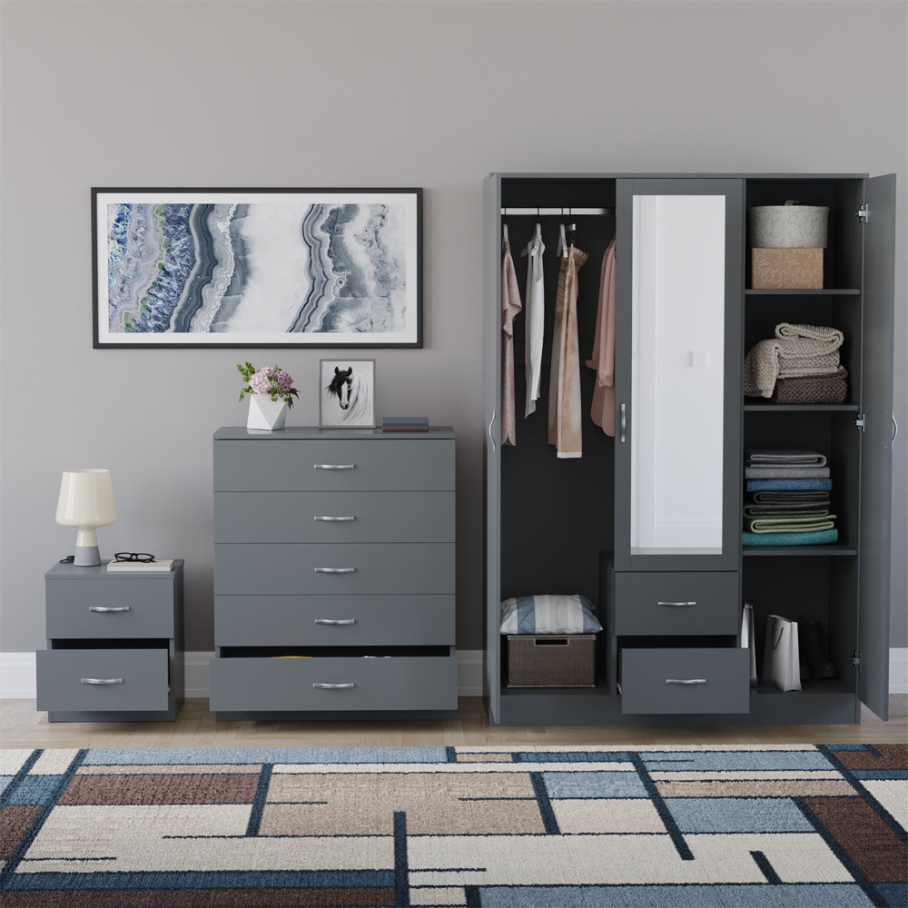 VIDA DESIGNS Riano Grey 3 Piece Bedroom Furniture Set Image 3