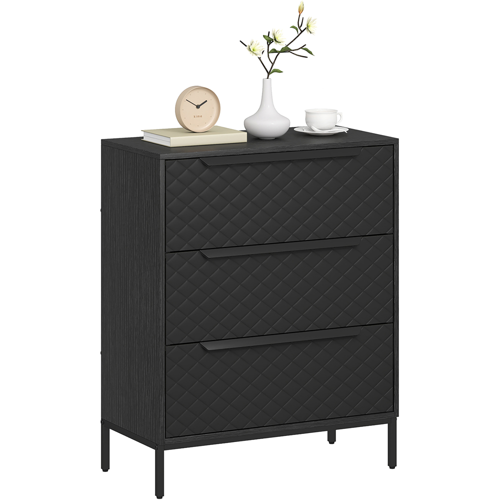 Portland 3 Fabric Drawer Black Chest of Drawers Image 2