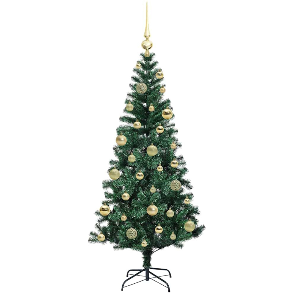 vidaXL Pre-Lit Gold Baubles Green Artificial Christmas Tree 4ft Image 4