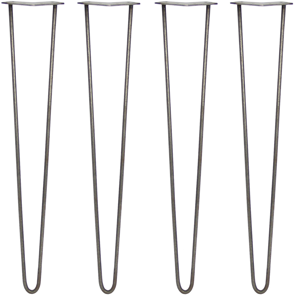 MonsterShop 2 Prong Raw Steel Hairpin Leg 711mm 4 Pack Image 1