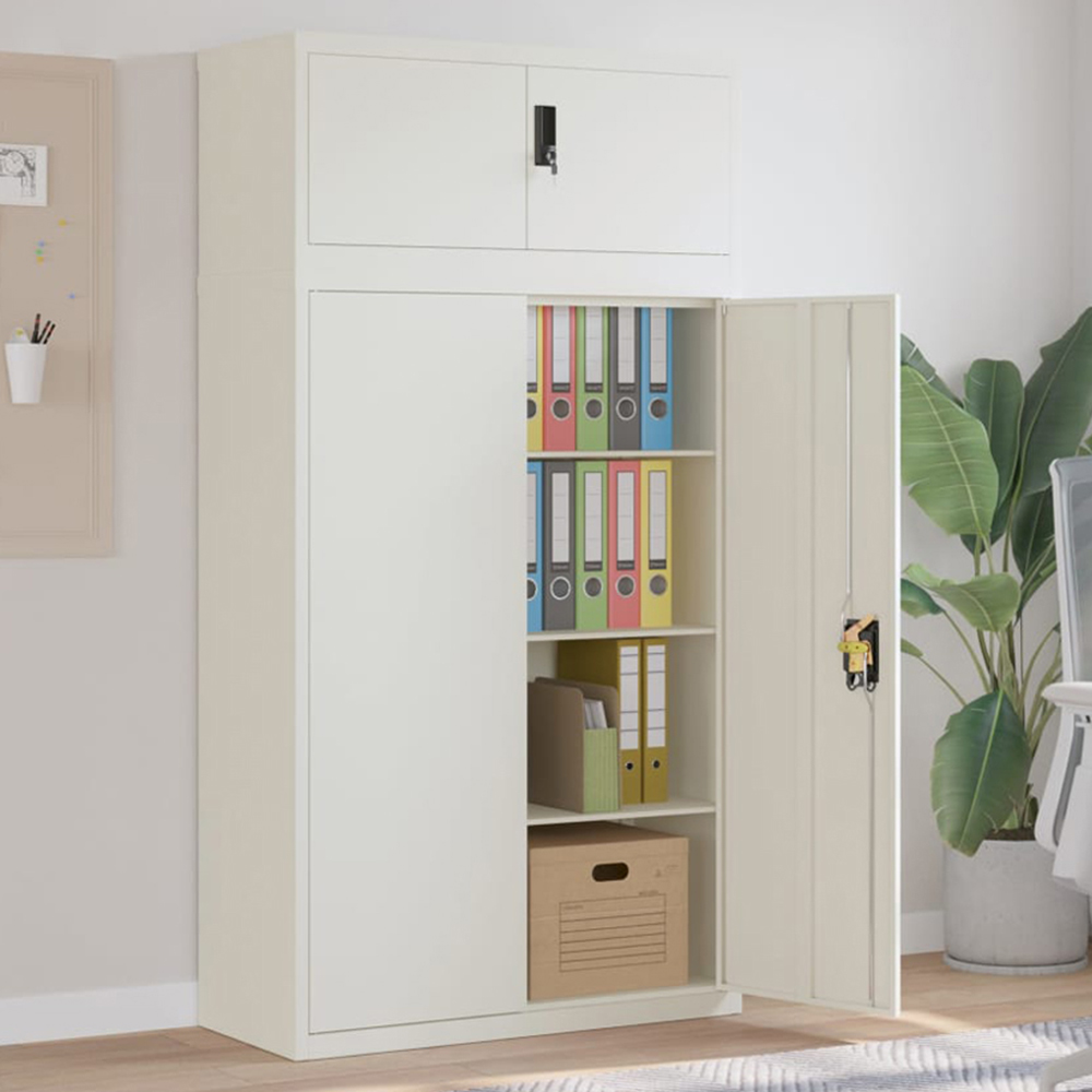 vidaXL 2 Door White Steel Filing Cabinet Set of 2 Image 1