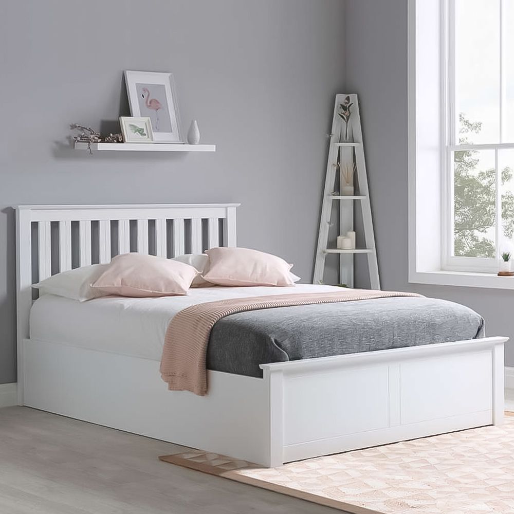 Phoenix Small Double White Ottoman Bed Image 1