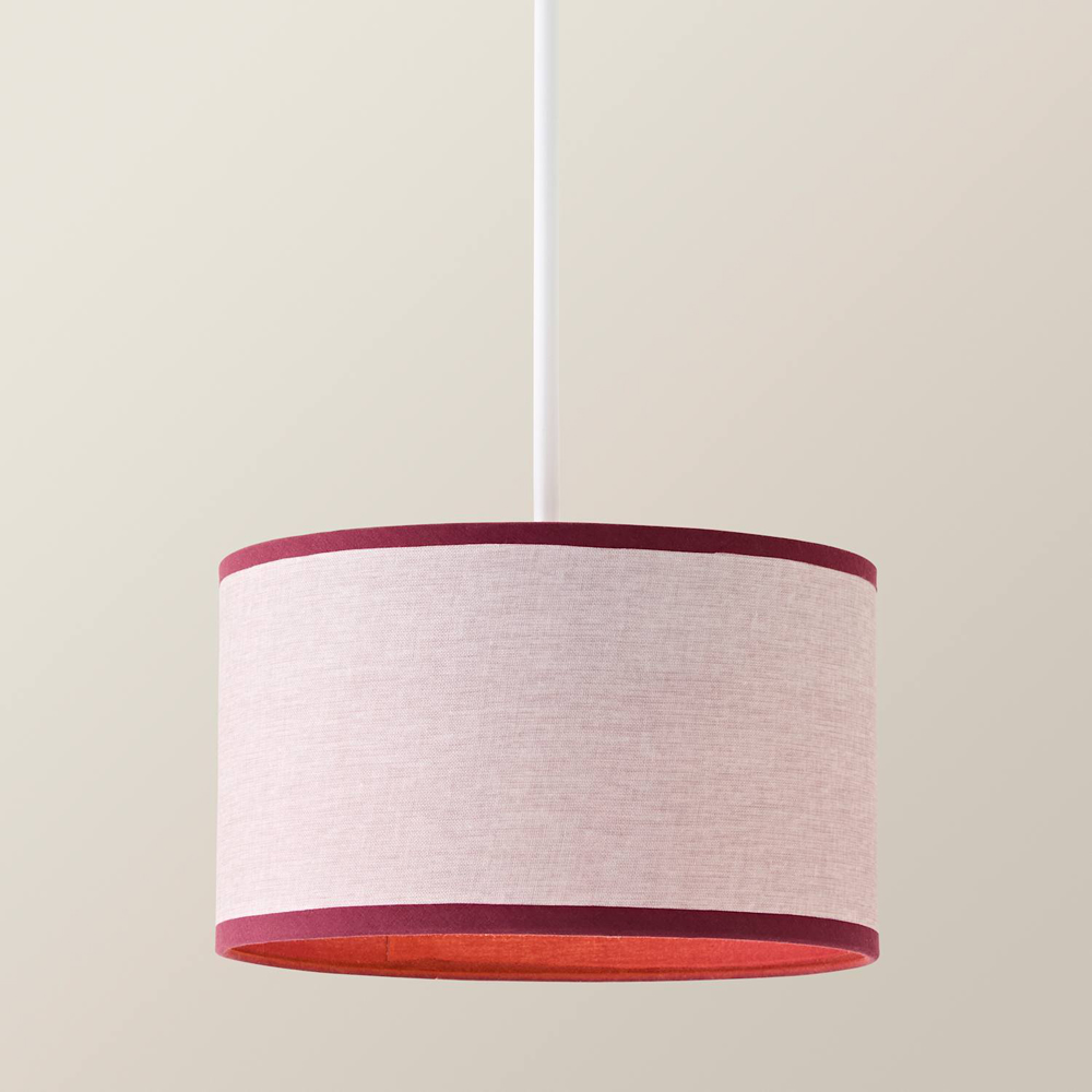 ValueLights Kiara Natural Linen Small Lamp Shade with Pink Trim Inner 25cm Image 4