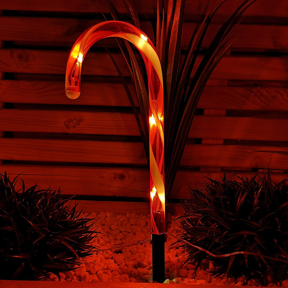 Samuel Alexander 6 Piece LED Red and White Stripe Christmas Candy Cane Light Set Image 6