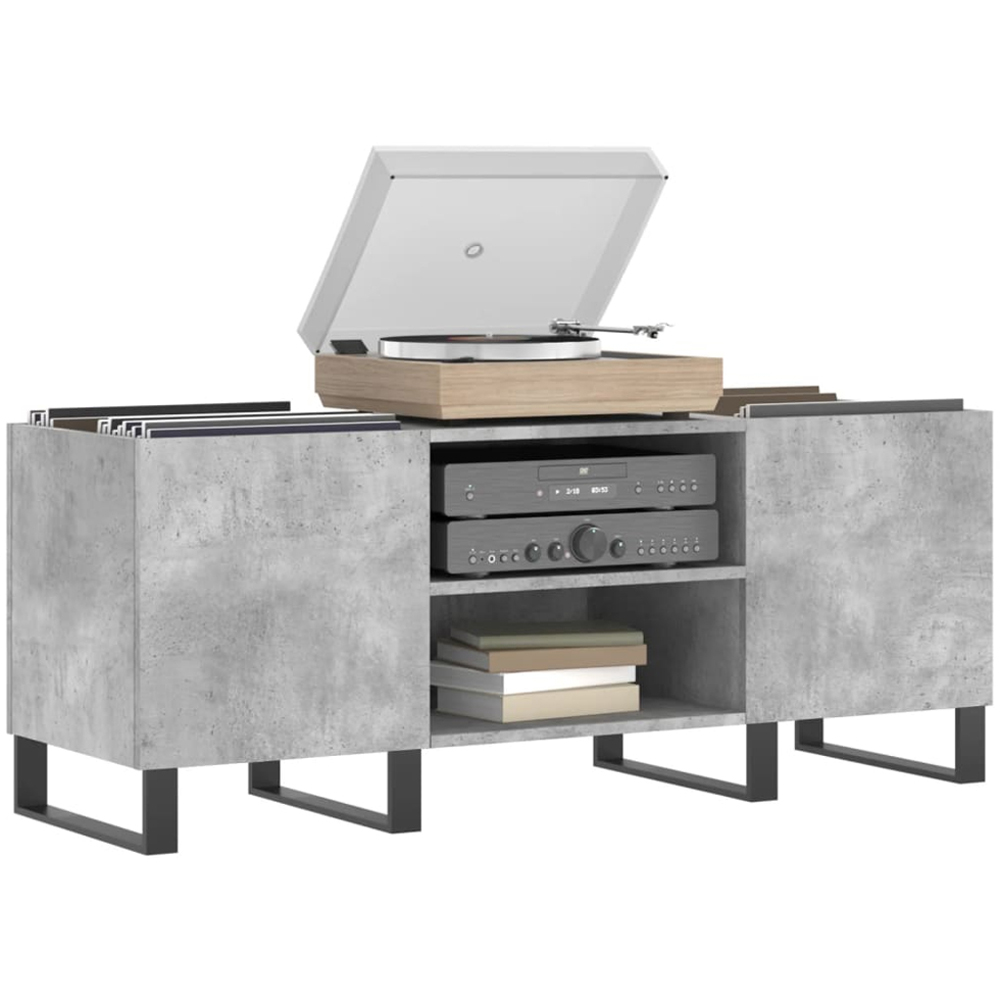 vidaXL 2 Shelf Concrete Grey Record Cabinet Image 3