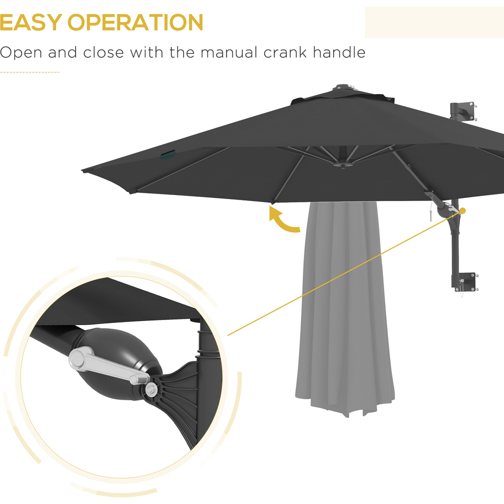 Outsunny Charcoal Grey Wall Mounted Parasol Image 5