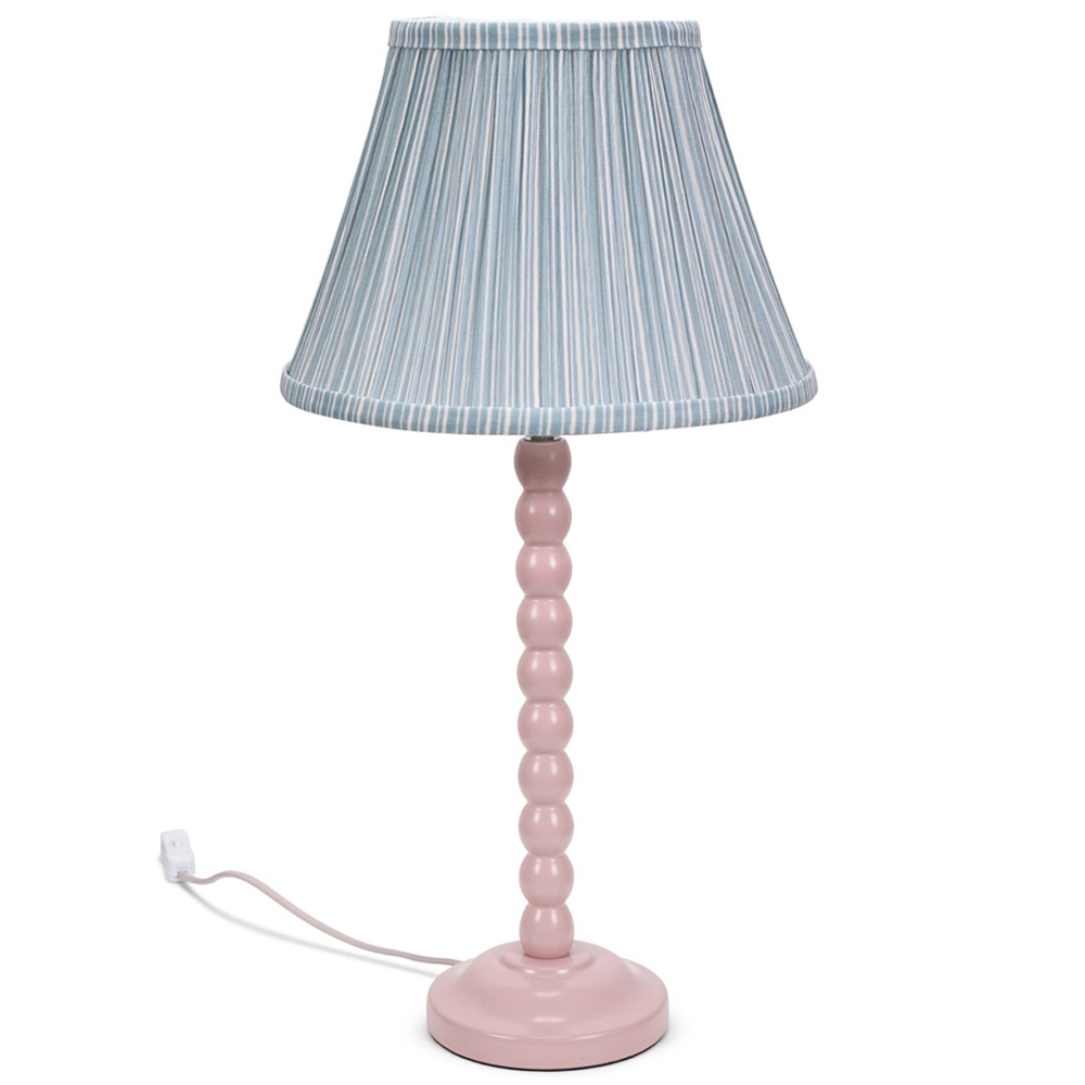 ValueLights Bobbins Blue Stripe Shade Rose Pink LED Floor Lamp Image 1