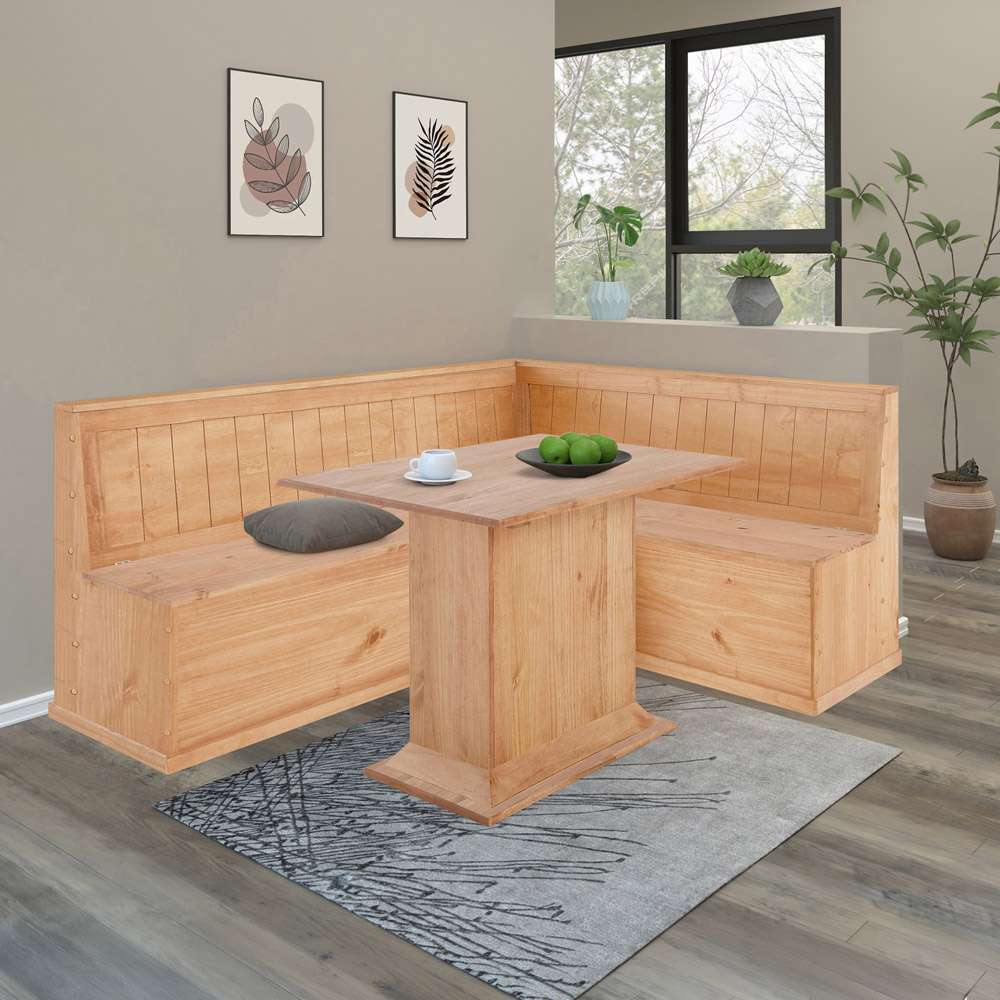Loft24 Sara 4 Seater Solid Pine Fixed Top Dining Table Image 5