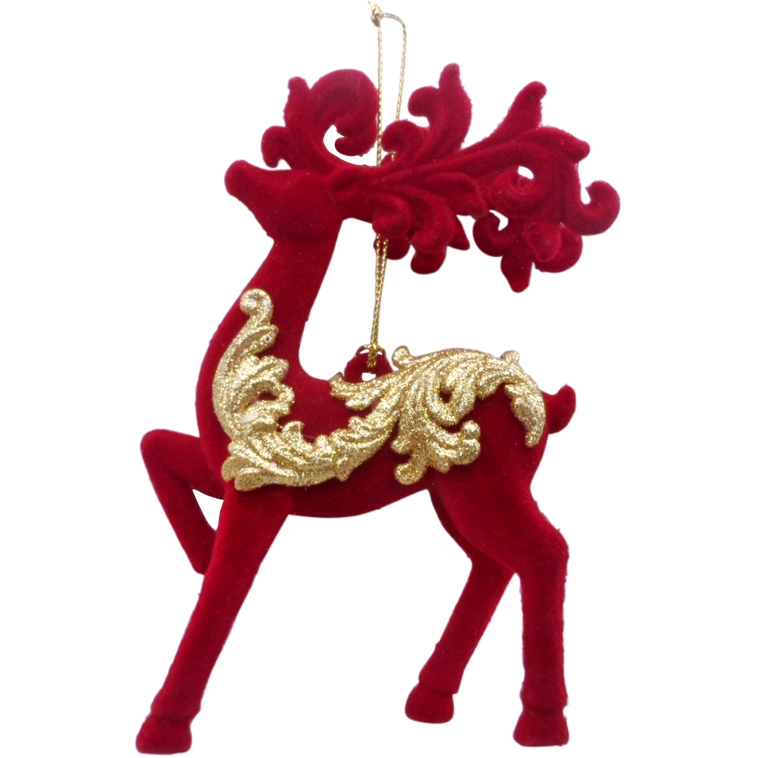 Grace & Glory Red Glitter Reindeer Hanging Decoration Image